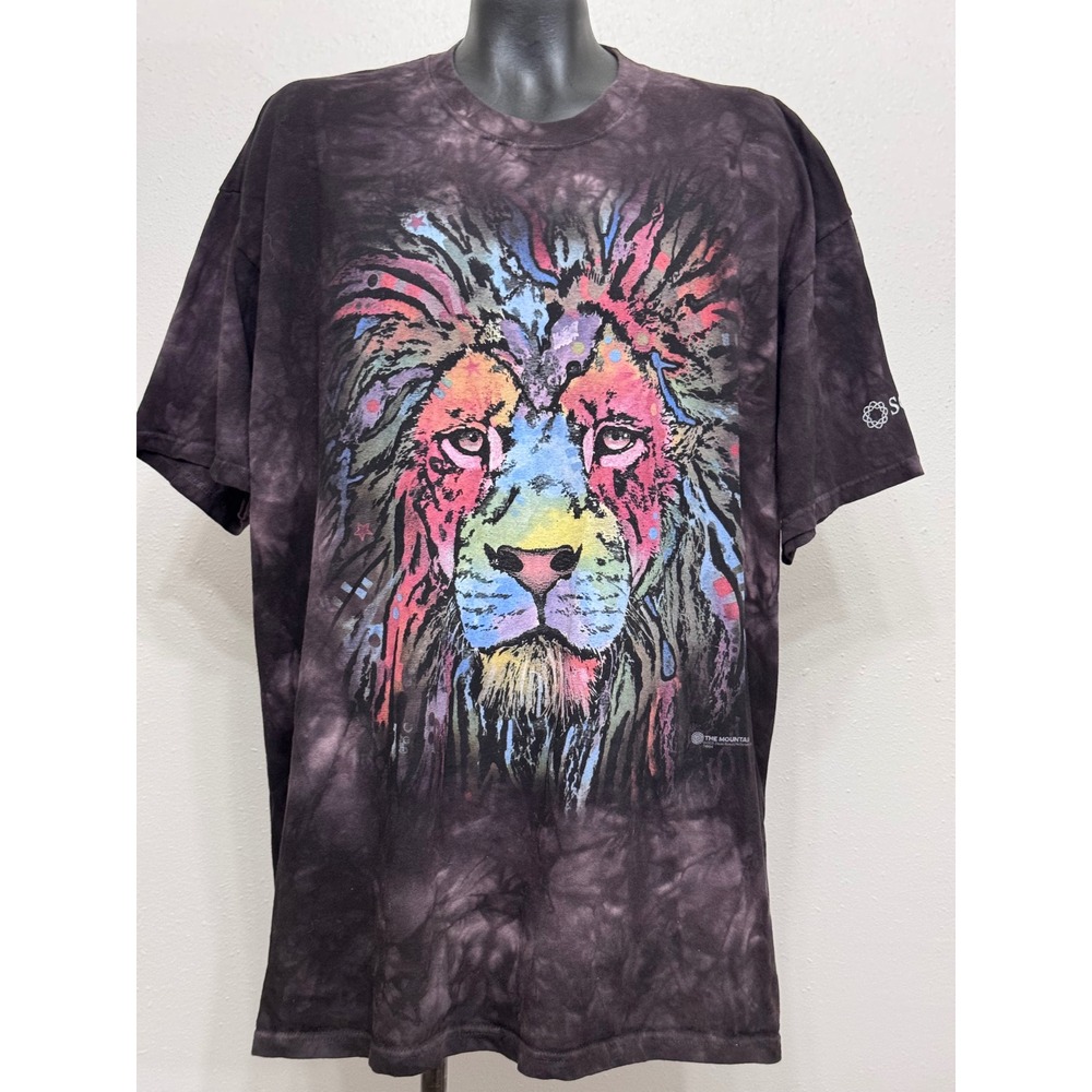The Mountain Dean Russo Lion Graphic T-Shirt Mens 2XL Tie Dye Purple'15 Festival
